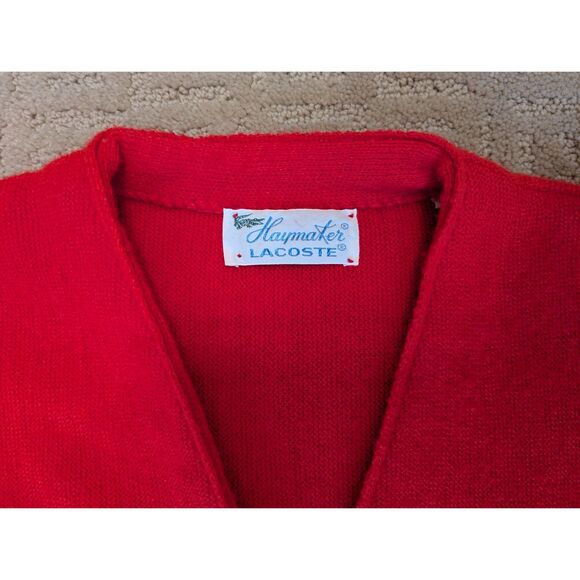 Vintage Haymaker Lacoste Sweater Cardigan Women Size 42 Red 100% Orlon Acrylic - Picture 3 of 8